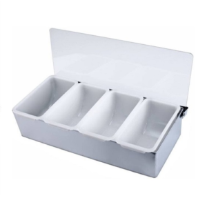 DISPENSER PORTA CONDIMENTI ACCIAIO/PLASTICA 4 SCOMPARTI 14X30X9 - immagine 1